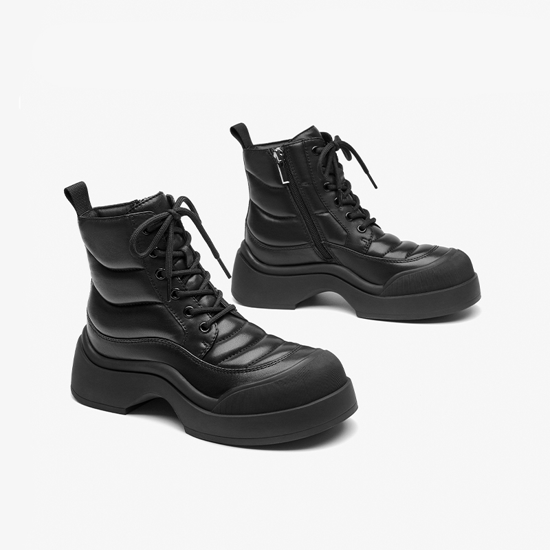 Warm BEAUTODAY Boots Women Genuine Cow Leather Solid Color Round Toe Zipper Design 2023 Winter Ladies Shoes Handmade 05403 7084