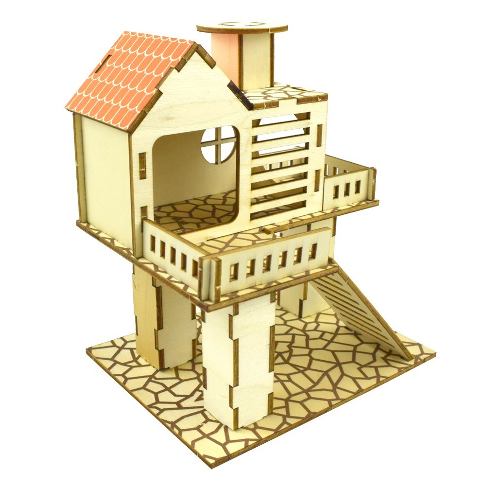 Hamster chamfer minipet toy tree nest ladder fence springboard platform building basic cage Villa