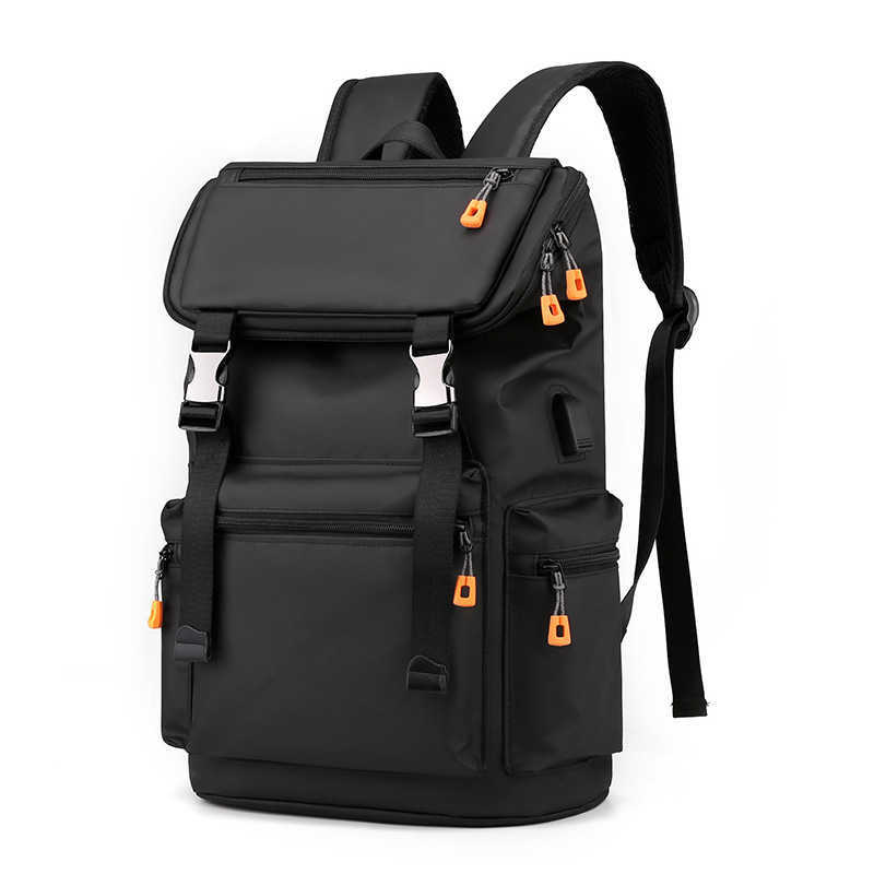 Fashionable flip top backpack, waterproof and cool student backpack kit, camera bag, USB Oxford cloth backpack 241223