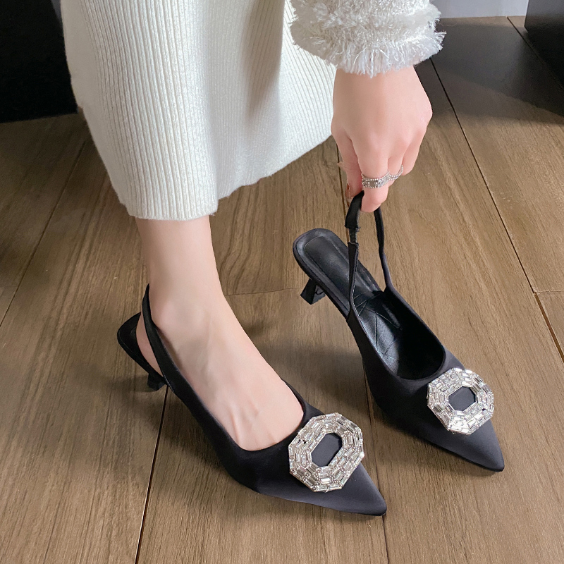Sexy Summer High Heels Sandals 2024 New Rhie Fashion New Shoes Women Pointed Toe Pumps Female Slides 51b5