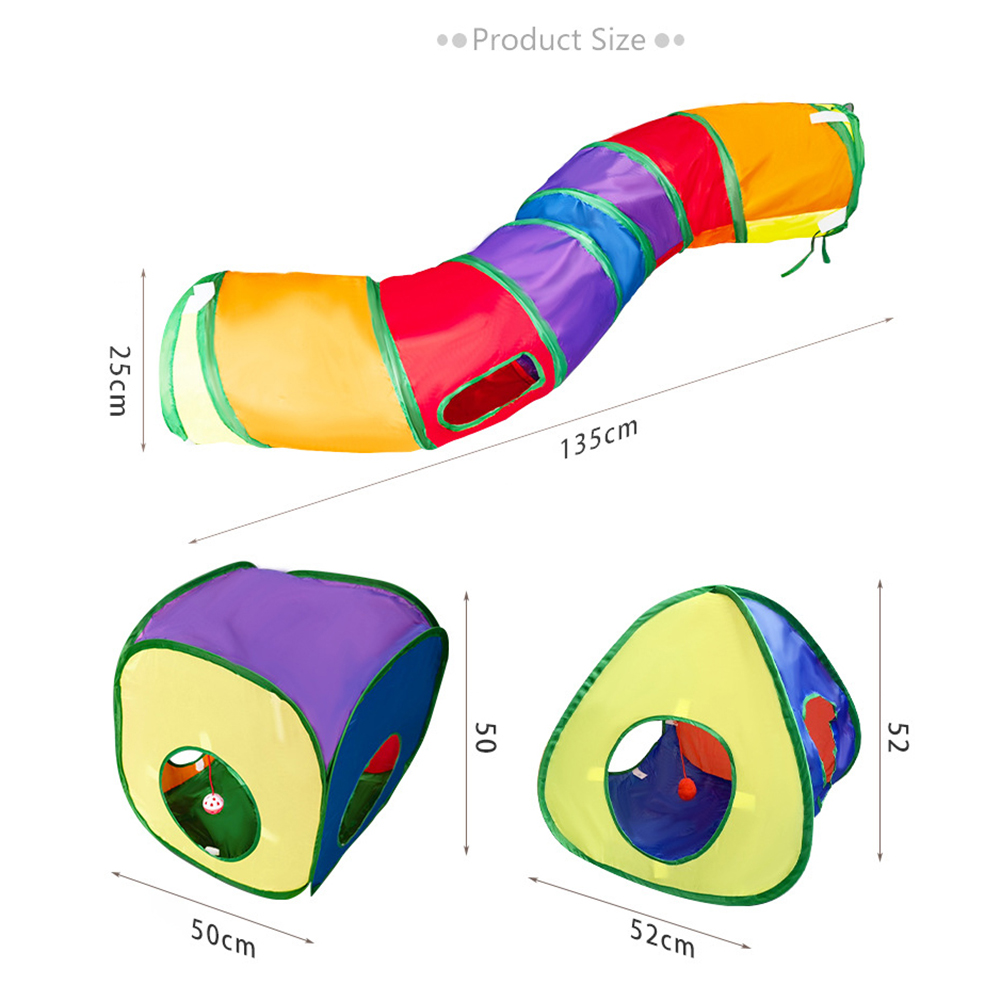 Cat Tunnels for Indoor Cats With Cube Tent Toy Combo Pop Up Collapsible Crinkle Interactive Peek Hole Cat Tube for Kitten Rabbit