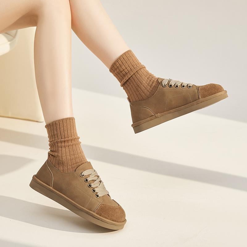 Sneaker AIYUQI Female Genuine Leather 2024 New Spring Flat Women Casual Retro Lace-up Ladies Shoes aeaa