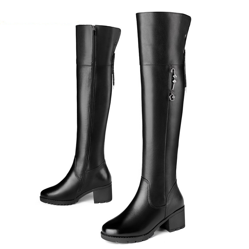 AIYUQI Womens Knee High Boots Winter 2024 Genuine Leather Women Long Boots Stylish Warm Wool Whiny Women High Boots