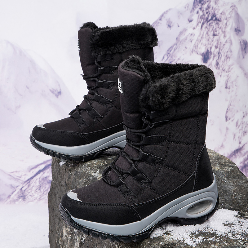 Women's winter warm snow boots, high top cotton shoes, white hot plush inner ing, women's outdoor shoes anti slip hiking