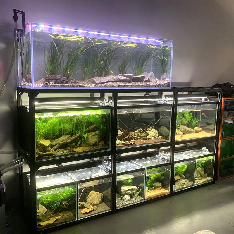 LANGLE Factory Aluminum Alloy Material Aquarium Fish Tank Stand Tank for Restaurant Fish Aquarium Tank Large Glass Workbench