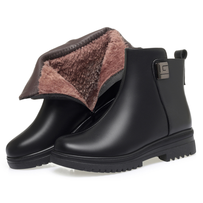 Winter AIYUQI Genuine Leather 2024 New Wool Warm Women's Ankle Large Size Non slip Mom Snow Boots Women 327b