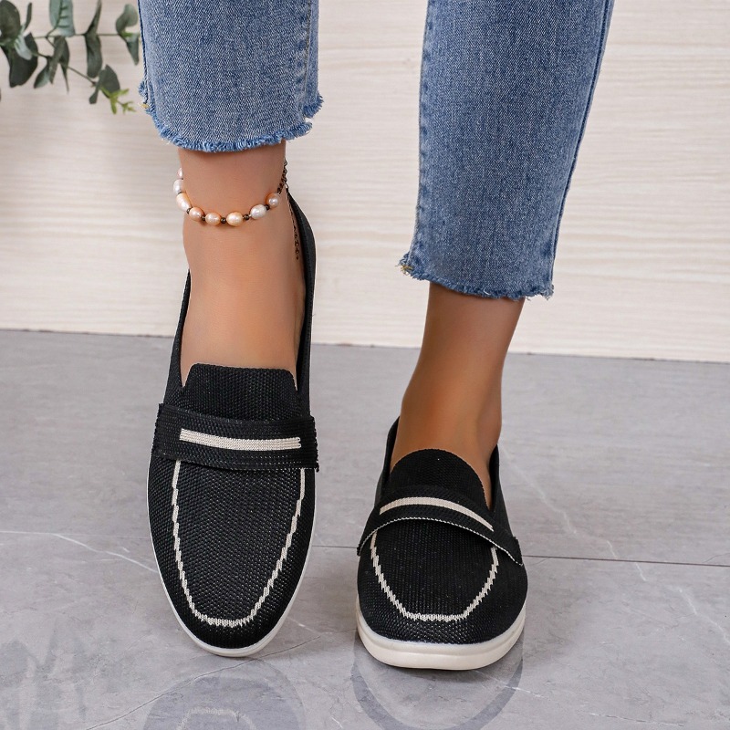 New Women Black Shoes Brand Casual Flat Shoes Leather Cashmere Single Shoes Ladies Walking Non Slip Femme
