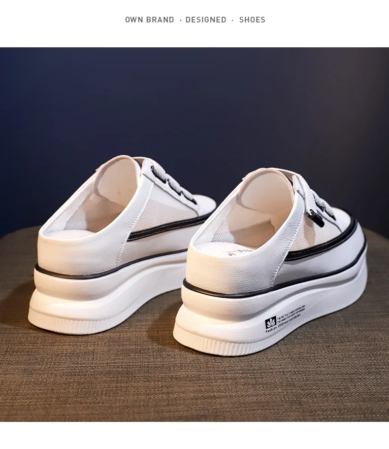 Top quality Brand High Quality New Style Free Delivery Designer Women's Half 7cm Slippers Platform Ladies Comfort Slip-on Sneakers Trendy Mules H