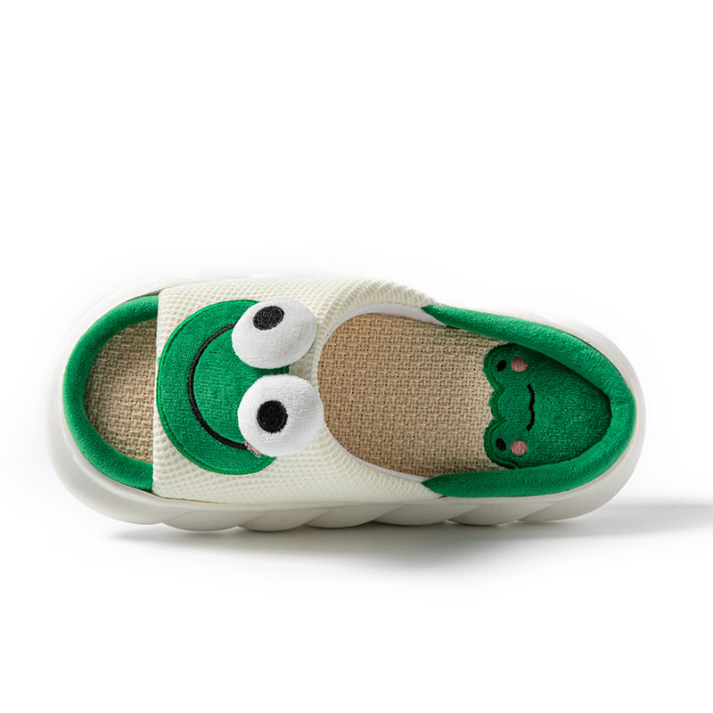 Cartoon Lucyever Big Eyes Frog Slippers for Women Thick Bottom Cotton en Home Shoes Woman Comfort Anti Slip Couple Slipper 11ba Comt per 8e8