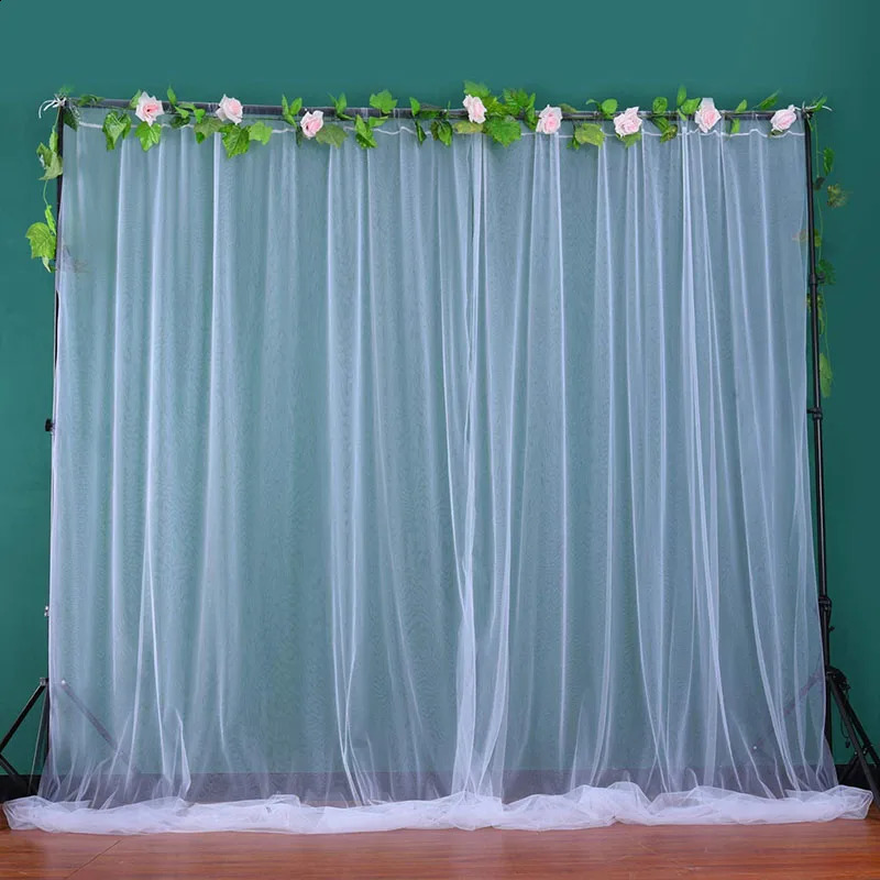 2 Panel 10x10FT White Backdrop Curtains With Lights for Party Wedding Arch Wrinkle Free Po Background Shower Decorations 240902