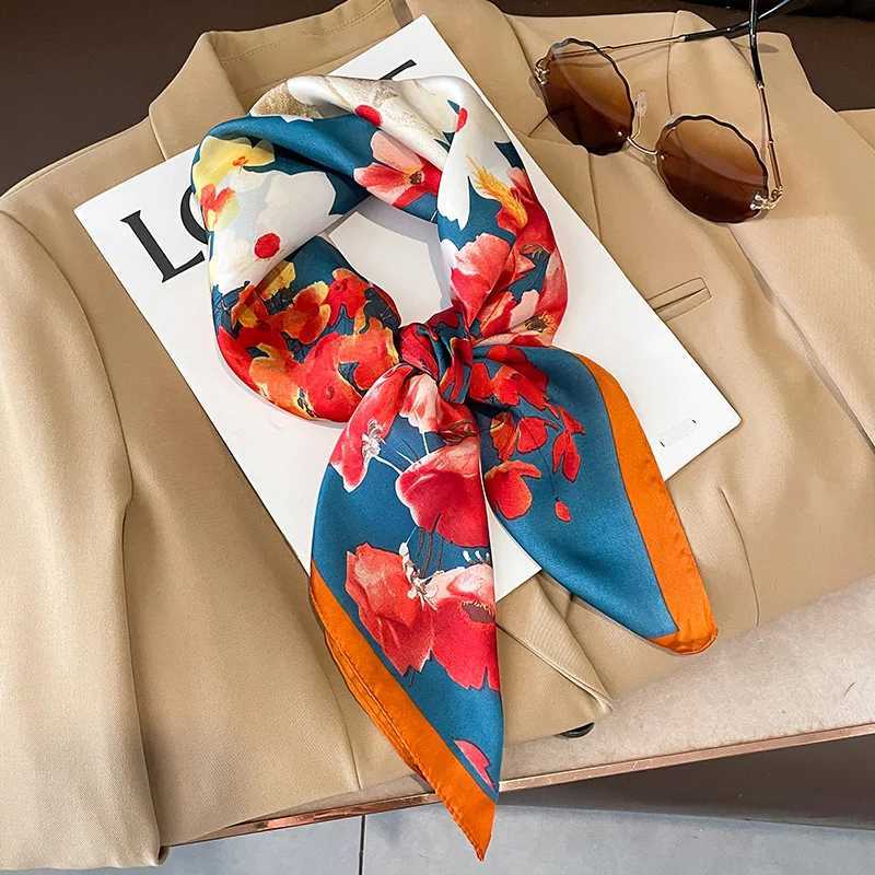 70x70cm Silk Scarf Square used for packaging fashion floral printed shawls spring and summer collars hair bands and womens winter scarves X250319