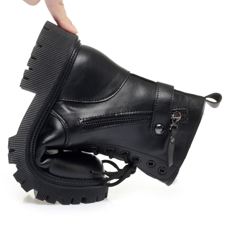 AIYUQI Winter Boots Women Natural Wool 2024 New Genuine Leather Anti Slip Women Biker Boots Large Size Warm Women Ankle Boots