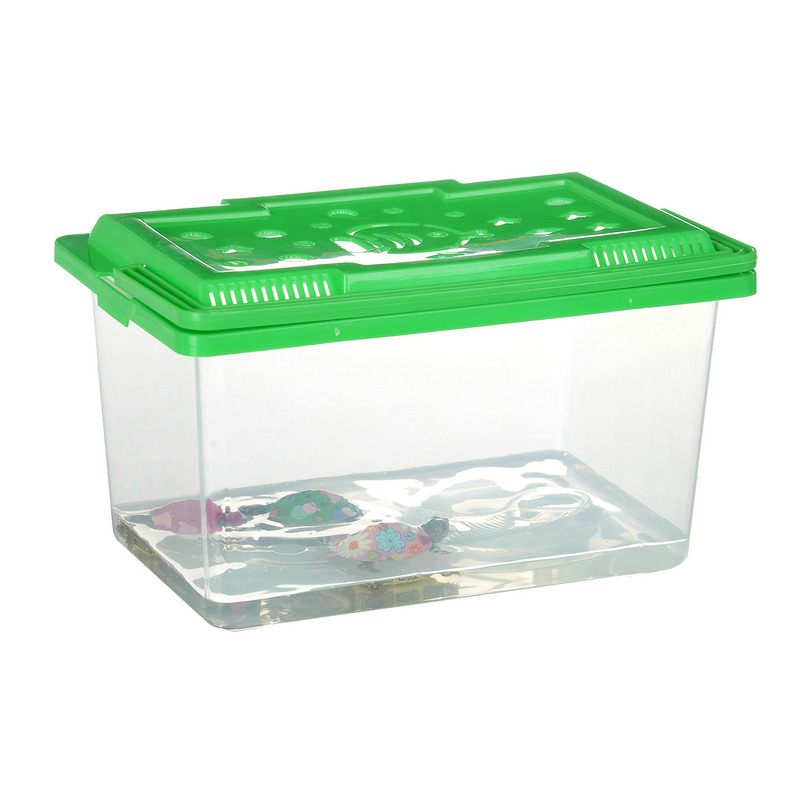 Small and Medium Portable Plastic Fish Tank Turtle Jar Transparent Pet Box Crawler Feeding Box Transport Box