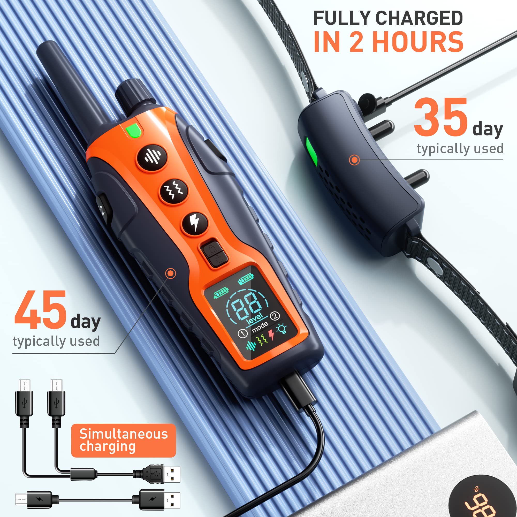 3280Ft Electric Dog Training Collar Remote Control Waterproof Pet BehaviorFor 5-120lbs Puppy With Vibration Shock