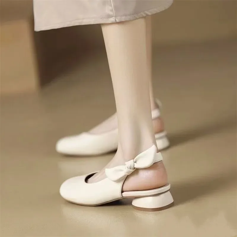 Sandals Women's 2024 Summer New Fashion Round Toe Mary Jane Women's Shoes Shallow Slip on Pumps Zapatillas Mujer