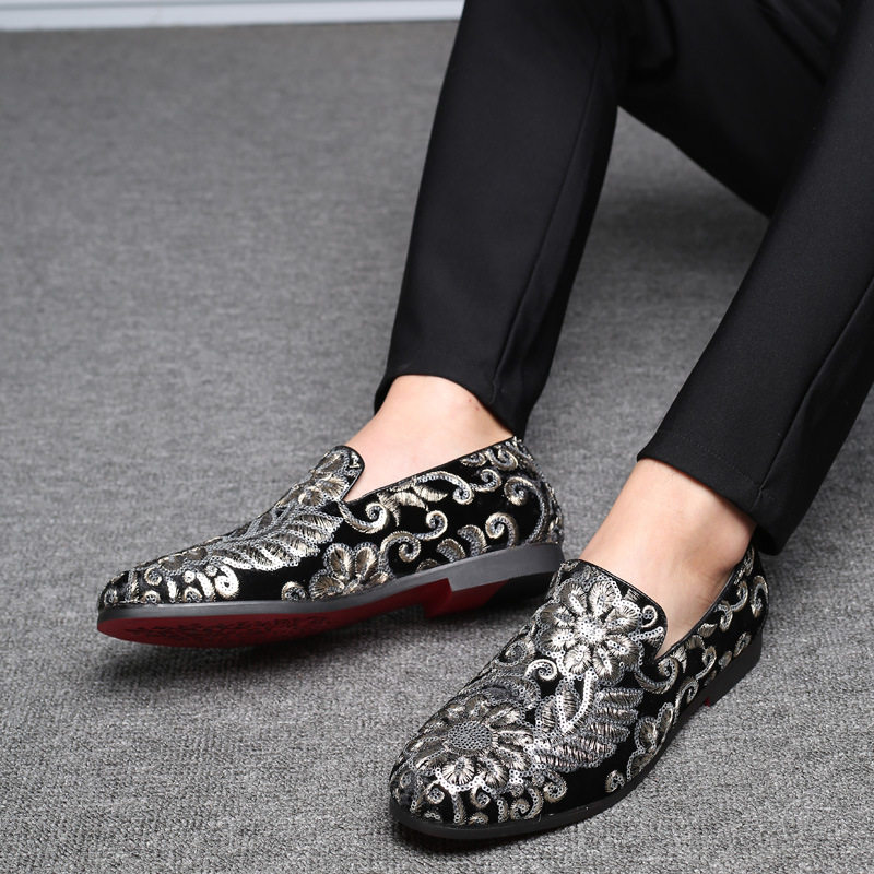 Designer Men's Dress Embroidery Loafers Italian Brand Wedding Fashion Party Shoes for Men Oxford Shoe New