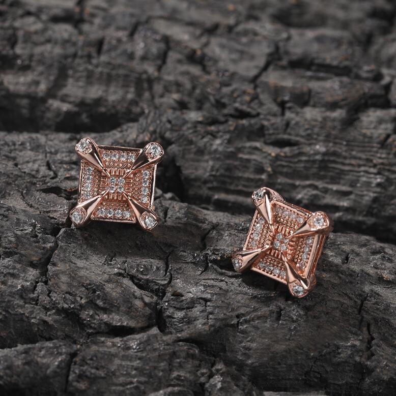 2024 Hip Hop Stud Earrings, Sterg Sier Rose Gold Filled Pave 5A CZ Dia Gemstones Dragon Claw Women's Wedding Earring Gift