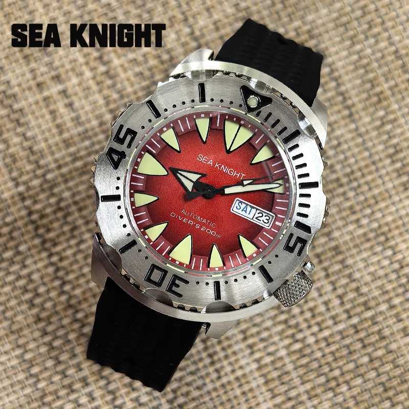 Sea Knight Monster V2 Mens Diving Watch Sapphire 200M Waterproof Orange Dial Stainless Steel NH36 Automatic Mechanical Watch W240902