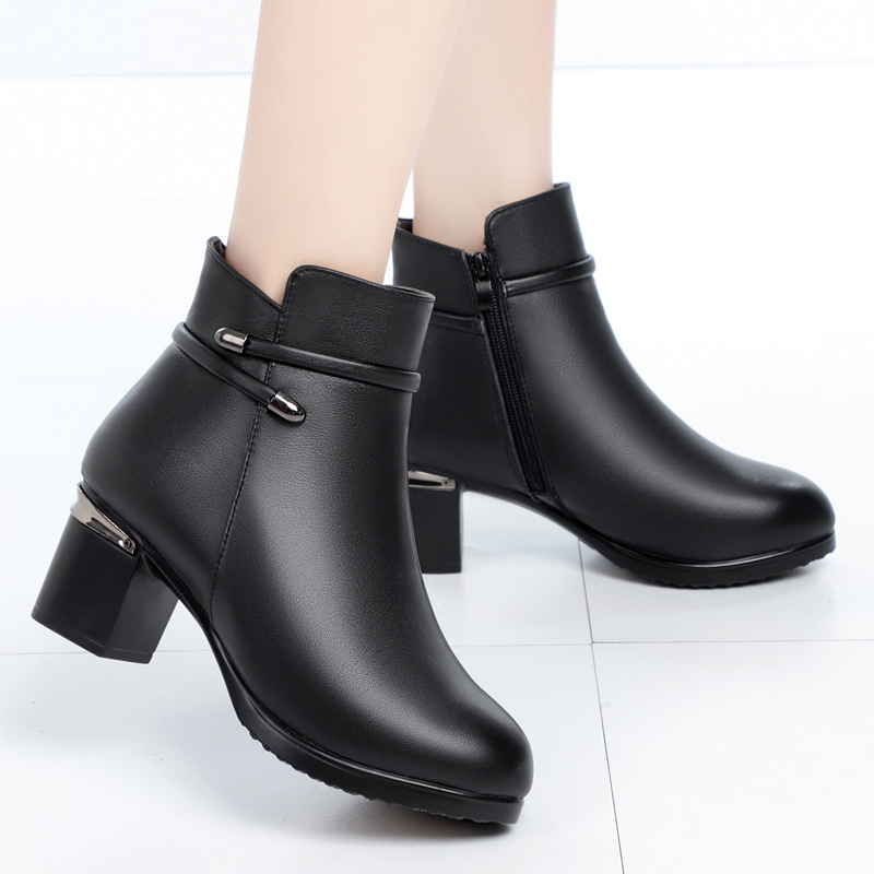 Ankle AIYUQI High Heels 2024 Winter New Genuine Leather Short Boots Warm Wool Booties Women 7bc3