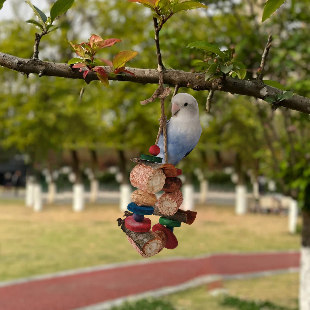 Parrot Nature Chewing Toys, Birds Hanging Wood Corncob Perch Stand Bird Cage Accessories For Parakeet Cockatiel Conure