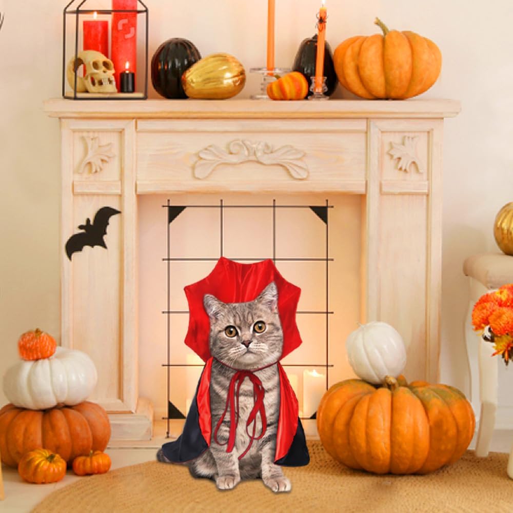 Dog Vampire Costume, Halloween Cloak Devil Adjustable Red Black ic Cape Cosplay Apparel Party Costume Pet Supplies Accessories for Medium Dogs