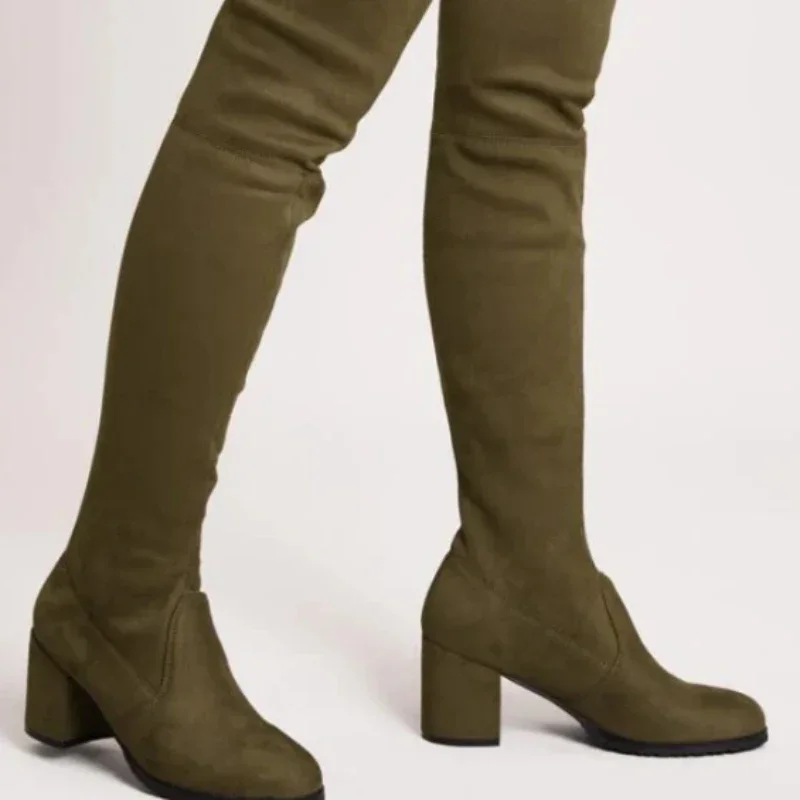 and Autumn Winter Over The Knee Thigh High Warm Fleece Suede Elastic Plus Size 40-43 Women Boots Botas Femininas2024 aeae