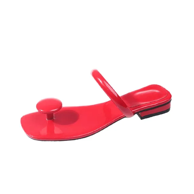 New Designer's Summer T-shaped Pinch Toe Low Heel Slippers Fashion Sandals Solid Color Women's Shoes 93af 150