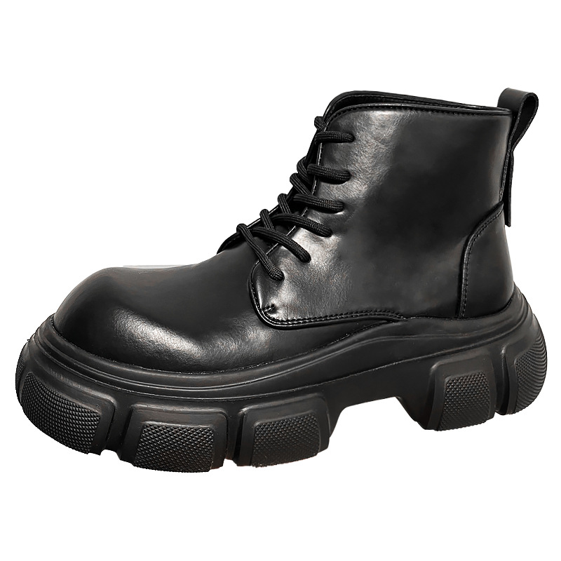 Autumn Winter New Leather Boots For Men Black Boots Platform Fashion Boots All-match Men's Fashion Boots Zapatos Para Hombres