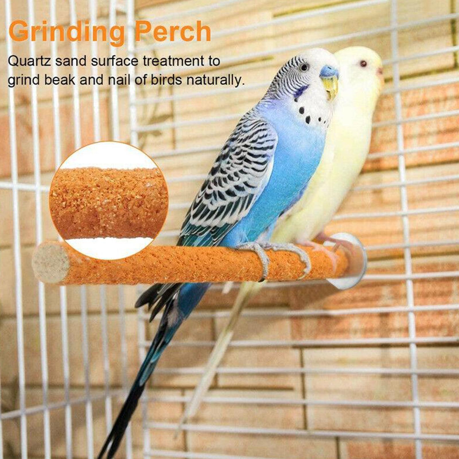 New High-end 1pc Bird Perch Stand Wooden Rough Birds Paw Grinding Perch Standing Parrot Toy Pet Supplies Random Color Tool
