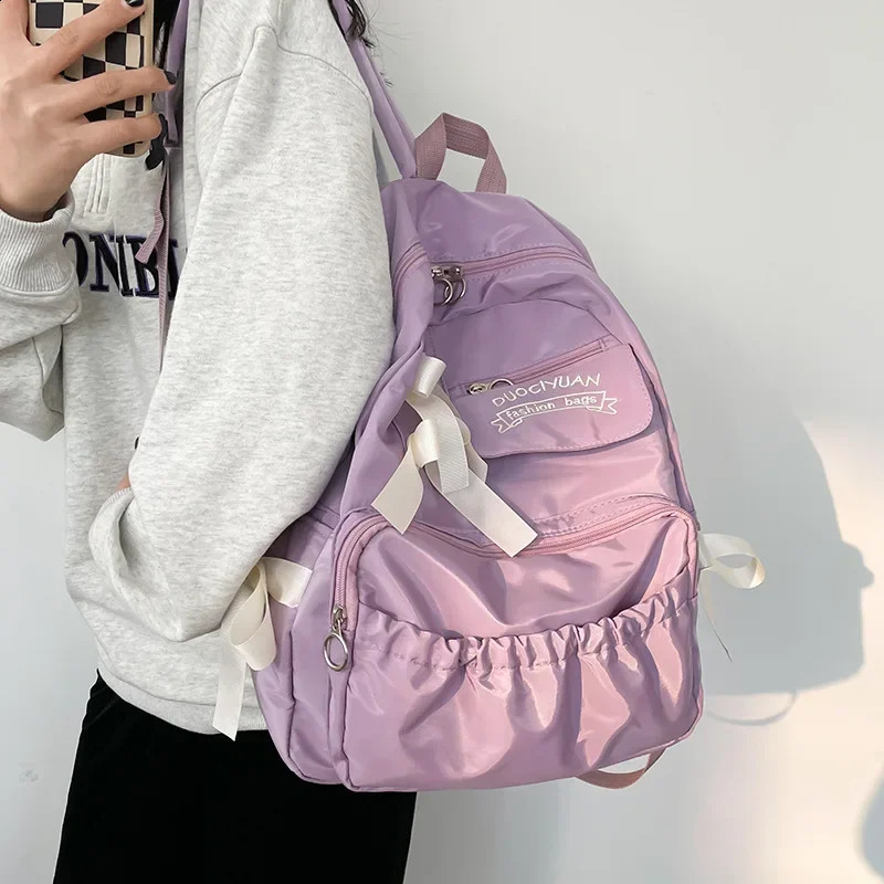 Fashion backpack canvas womens antitheft shoulder bag school teenage girls 241008