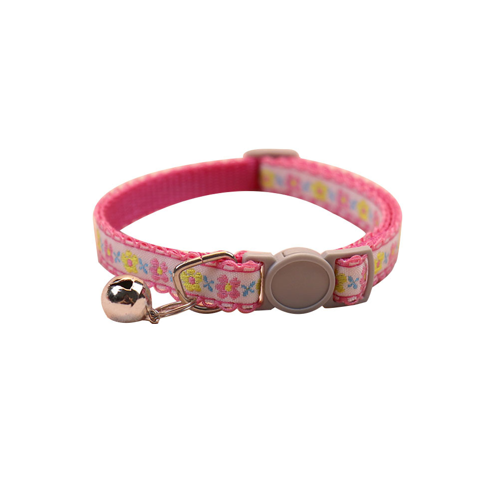 Adjustable Pet Collar Floral Cat Collars with Quick Release Buckle & Bell Floral Puppy Collar Pet Accessories for Cats & Puppies