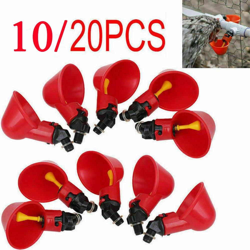 10/20 Pcs Poultry Water Drinking Cups Chicken Hen Plastic Automatic Drinker Farm Bird Chicken Coop Feed Fowl Bowl