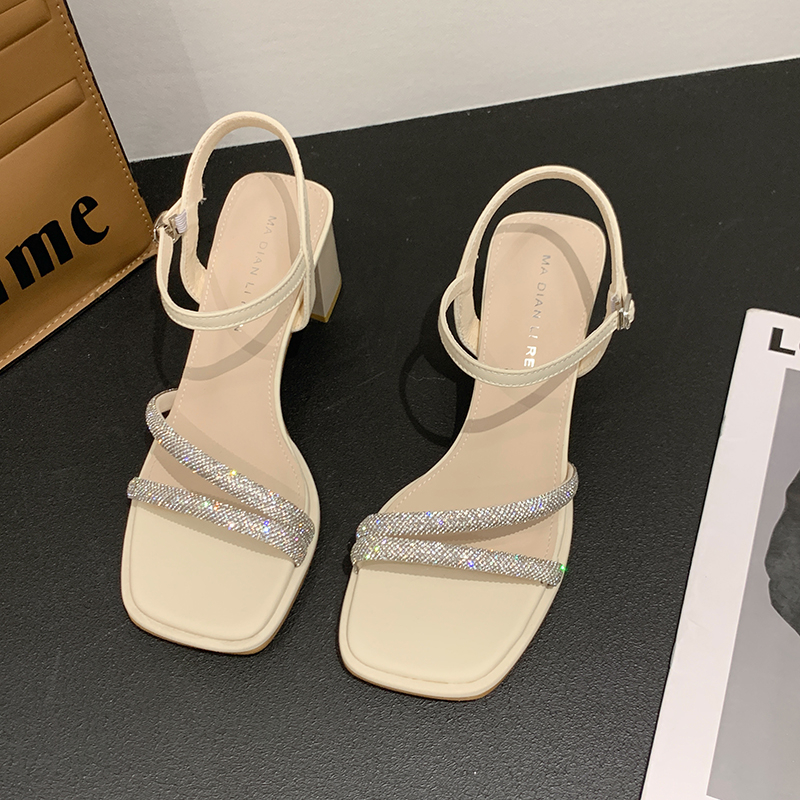 Sandals Women's Summer Footwear High Heels Designer Shoes Block Heel Low and Elegant Casual Medium Dresses on Offer 3482