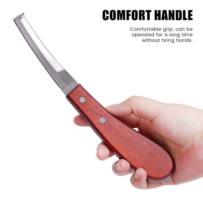 1Pc Horse Hoof Knife Stainless Steel Double Edge Blade Hoof Trimming Knives With Wooden Handle Cattle Sheep Hoof Trimming Tool