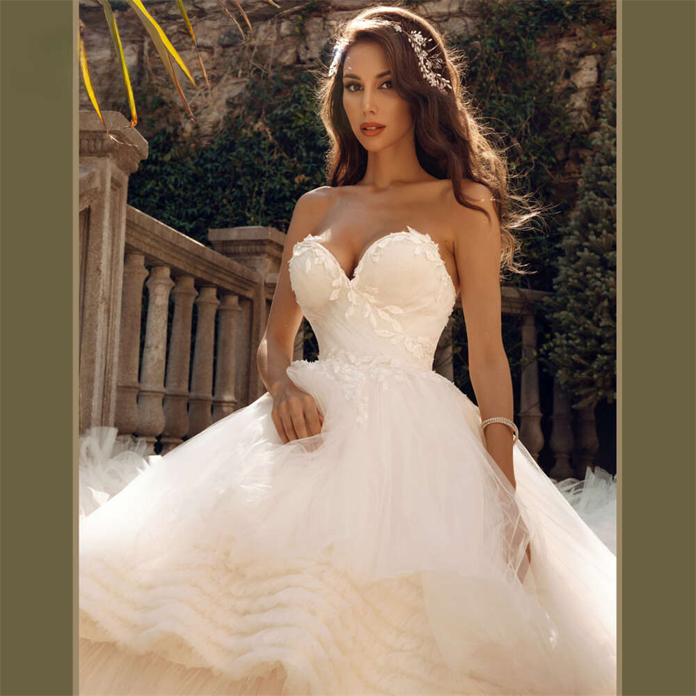 Princess Long Train Wedding Dresses Gowns Robe De Mariee Customized 2023 Formal Women Bride Dress Beaded Appliques Bridal