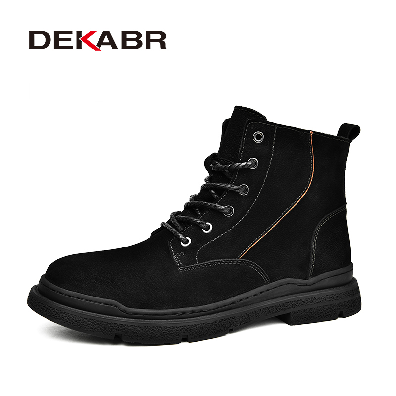 DEKABR New Winter Comfortable Genuine Leather Men's Shoes Quality Fashion New Brand Warm Fur Design Concise Style Casual Mens Boots 90D9