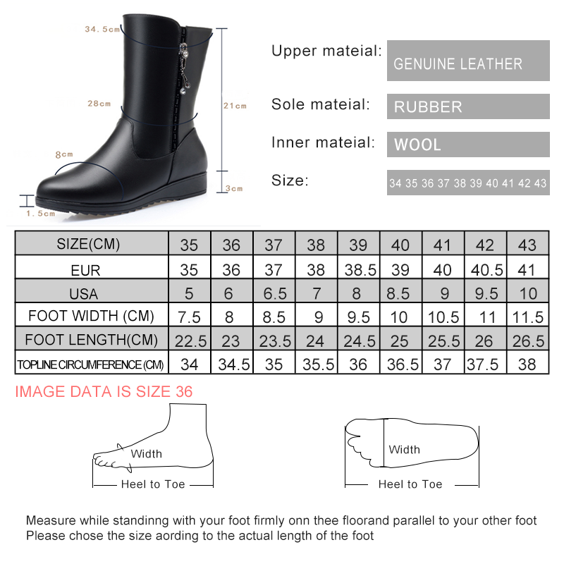 AIYUQI Women Winter Boots Anti Slip 2024 New Genuine Leather Mom Snow Boots Women Wedge Large Size Wool Warm Women's Boots