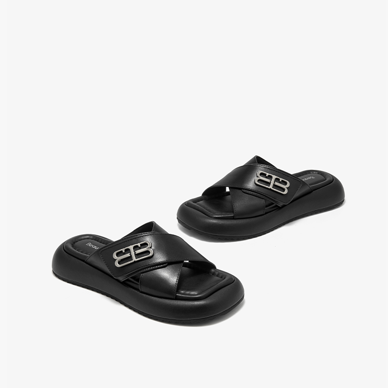 Casual BEAUTODAY Outdoor Slippers Women Sheepskin Open Toe Solid Color Leisure 2024 Summer Beach Ladies Flats New Handmade 38528 4599