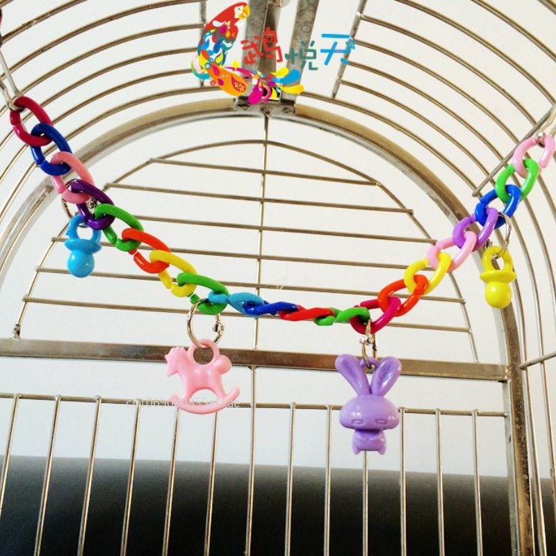 Colorful Parrot Bird Toy Cage Bird Accessories Wood Parrot Toys Bird Toys Swing Suspension Bridge Ball Cage Bells Pet Supplies