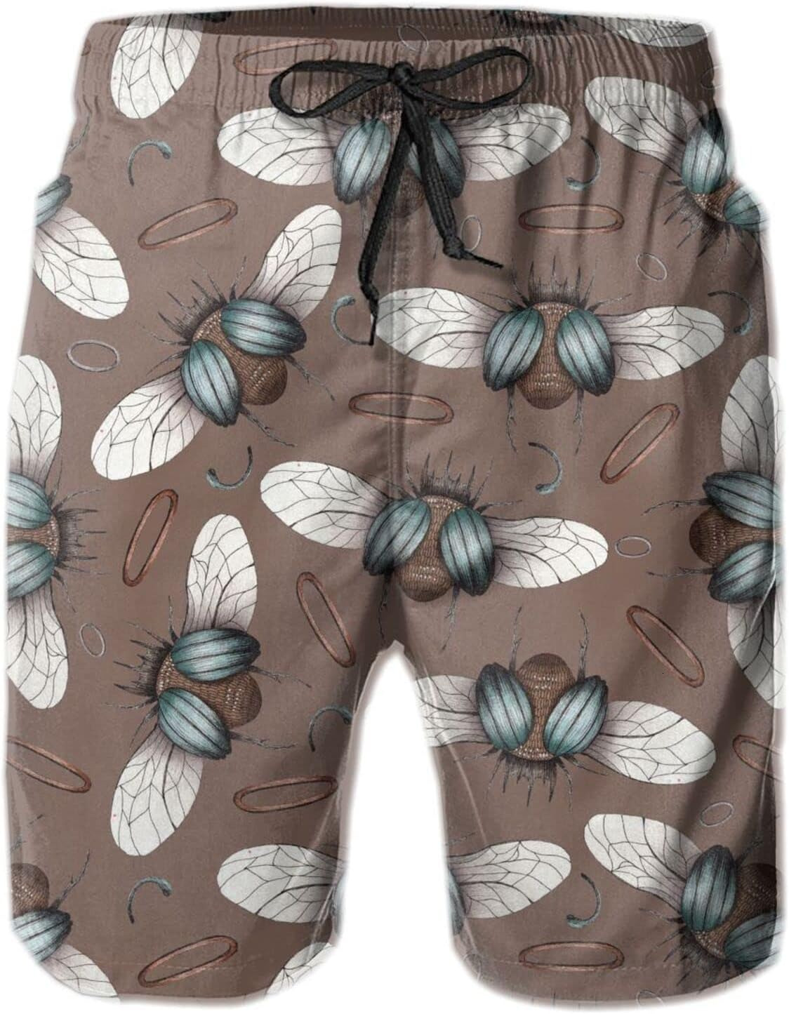 Mens Shorts 3D Printed Pattern Bugs And Insect Swim Trunks Quick Dry Print Beach Board Swimwear