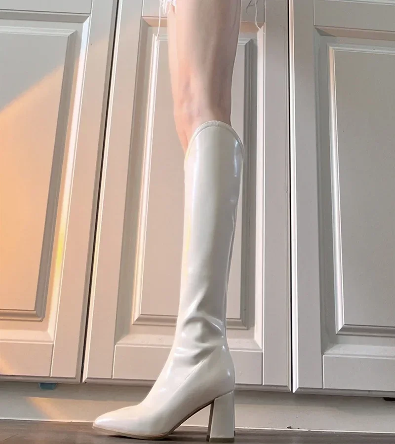for Thigh-high Woman 2024 Autumn Winter New Thick Boots Female Chunky Heels Pointed Knee High Knight a9ac 19f3