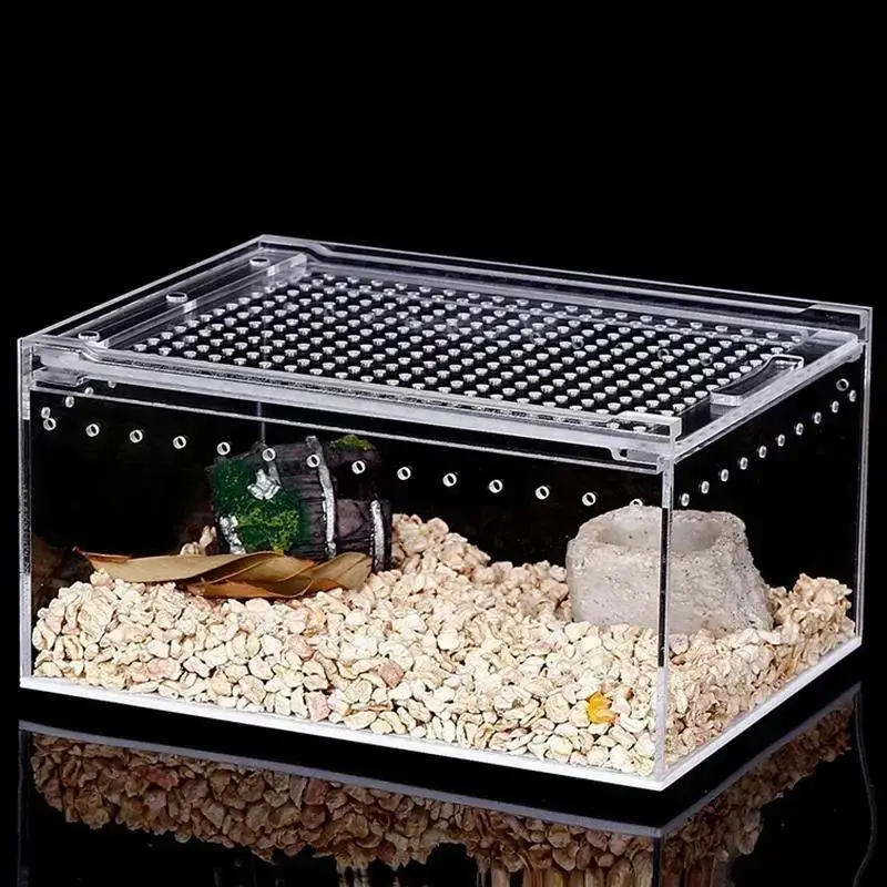 Transparent Acrylic Reptile Breeding Box Lizard Amphibian Spider Terrarium Leak-proof Habitat Arboreal Tarantula Enclosure
