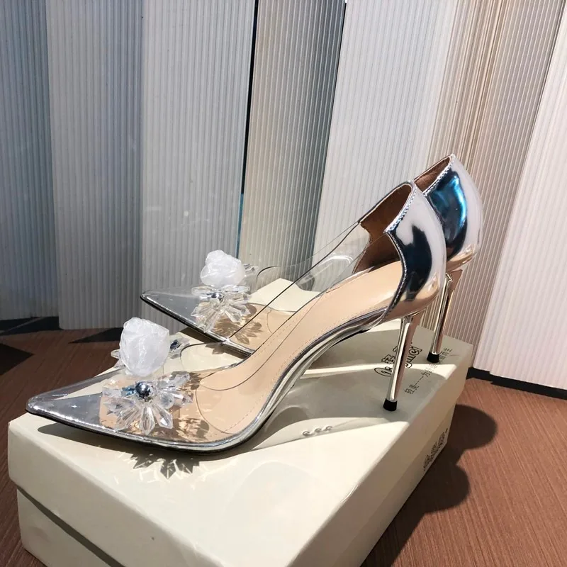 2025 new High Y2K Sier Heels Sandals Women Summer Punk Goth Pointed Toe Party Shoes Woman Metallic Thin Heeled Dress Pumps Ladies 7cc9