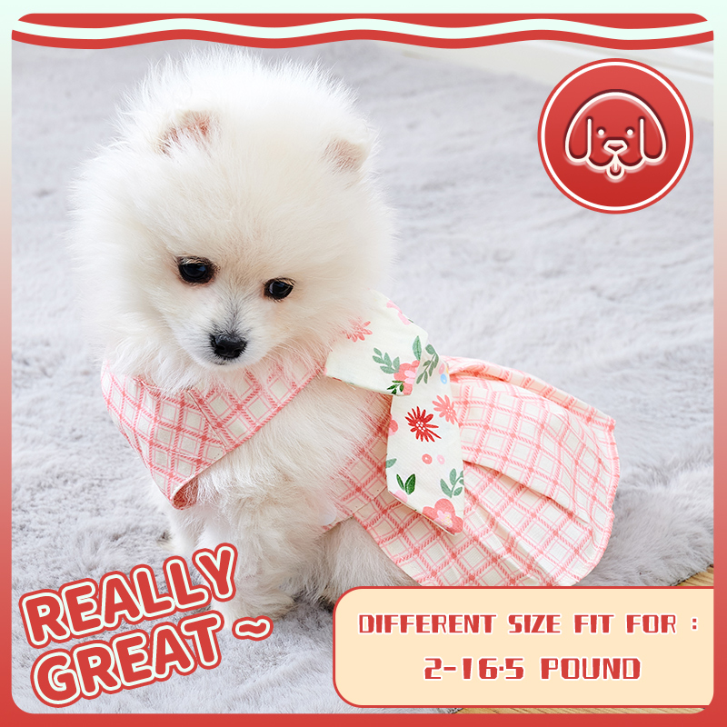 Summer Dog Harness Dresses with Leash Set Pet Dogs Clothes Bow Tie Bust Back Dress Puppy Clothing Cute Fashion Outfit Pet Item