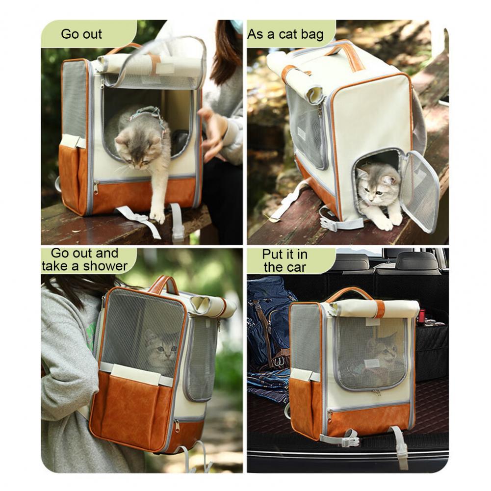 Pet Carrier with Small Side Door Cat Carrier Backpack with Privacy Front Window Breathable Design Travel Bag for Cats