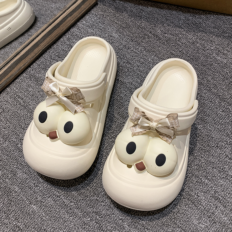 Shoes Female Summer Clogs Woman House Slippers Platform Cover Toe Slides Med 2024 Beach Flat Rubber Fabric Rome Basic PU 9006