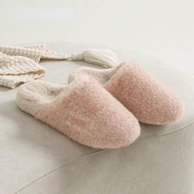 2025 NEW High end Women s Home Slippers Winter Fashion Plush Warm Men s Cotton Indoor Soft Sole Casual Flats Shoes Couples b f