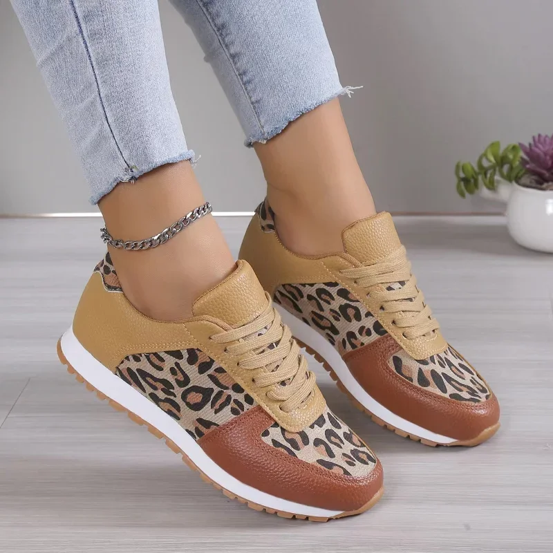 Women Platform Sneakers Leopard Thick Bottom Vulcanized Woman New Casual Flats Walking Shoes Plus Size 43 1eb7