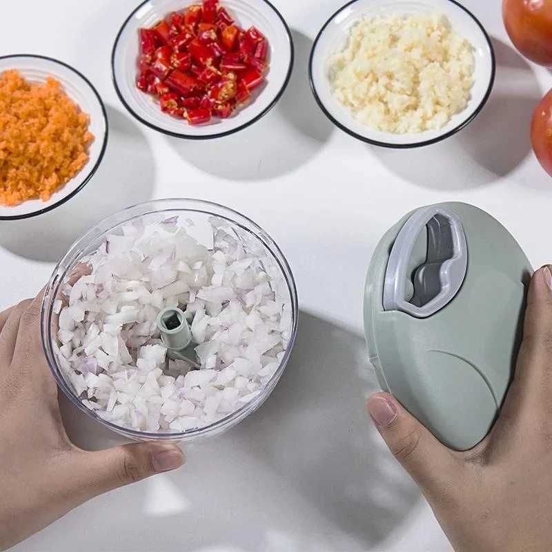 500/900ML Hand Chopper Manual Rope Food Processor Silcer Shredder Salad Maker Garlic Onion Cutter Kitchen Tool AccessoriesXJ240903
