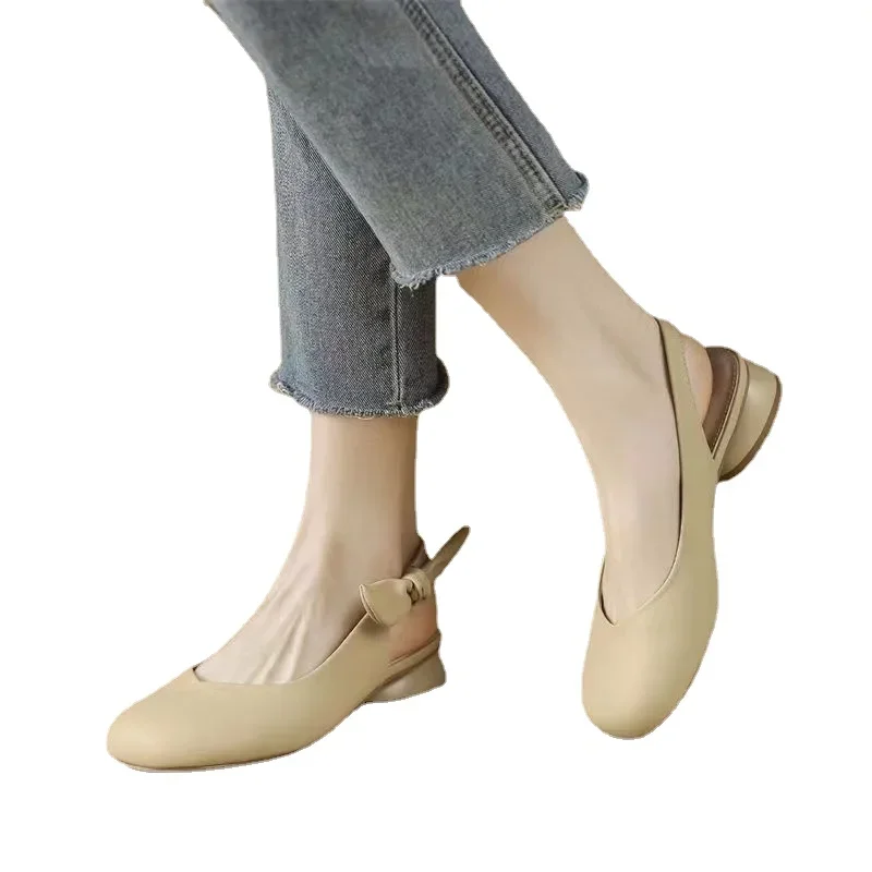 Sandals Women's 2024 Summer New Fashion Round Toe Mary Jane Women's Shoes Shallow Slip on Pumps Zapatillas Mujer